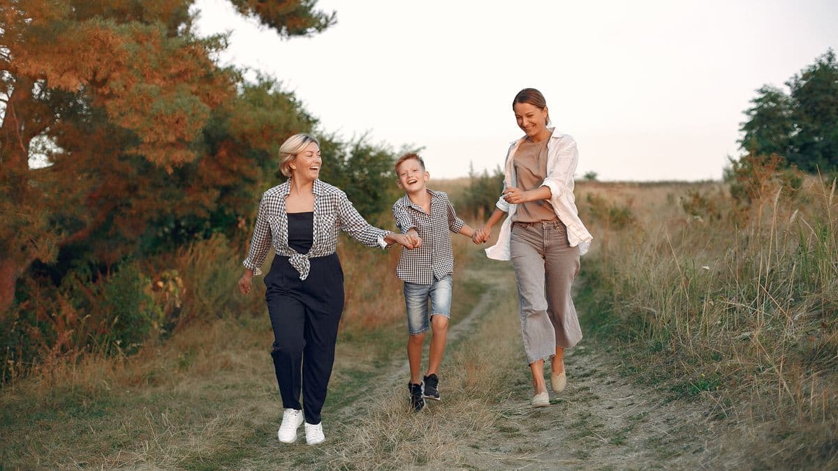 A family walking together outdoors